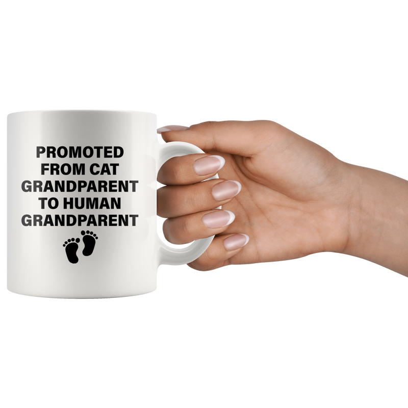 Pregnancy Reveal Gift - Promoted To Human Grandparent Baby Shower Mug 11 oz