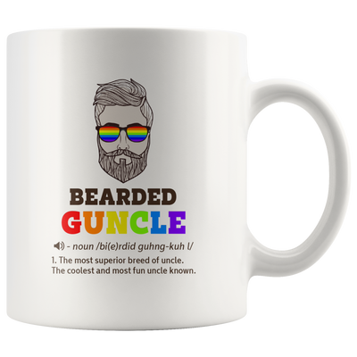 Bearded Guncle Definition Gay Uncle Beard Lover Coffee Mug White 11 oz