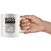 Boss Nutritional Facts Funny Profession Office Gift Coffee Mug 11 oz.