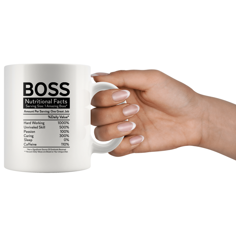 Boss Nutritional Facts Funny Profession Office Gift Coffee Mug 11 oz.