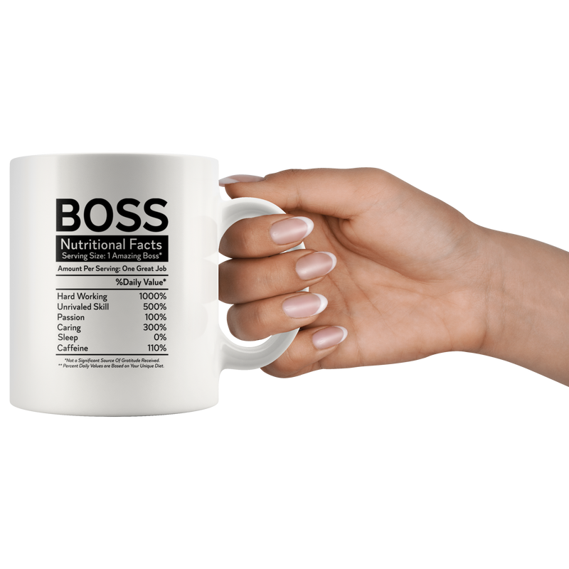 Boss Nutritional Facts Funny Profession Office Gift Coffee Mug 11 oz