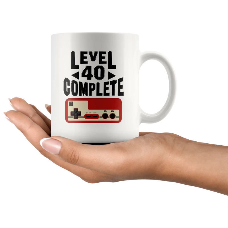 Level 40 Complete Coffee Mug 11 oz - Video Game Controller Mug - Panvola