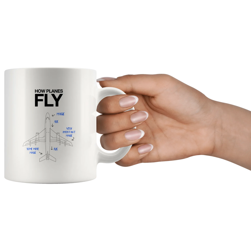 How Planes Fly Pilot Aerospace Engineer Airplane Coffee Mug 11oz White - Panvola