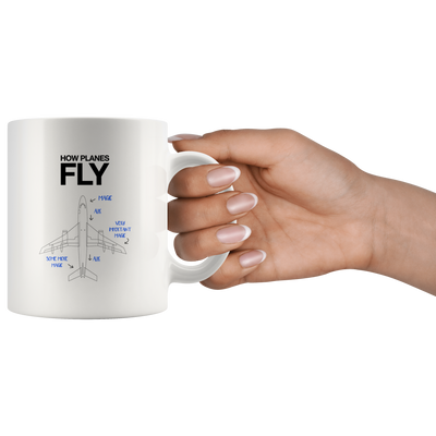 How Planes Fly Pilot Aerospace Engineer Airplane Coffee Mug 11oz White