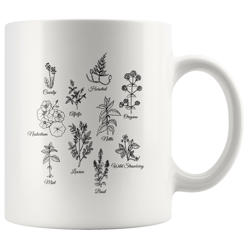 Herbal Plants Herbalism Themed Natural Treatment Infographic Scheme Coffee Mug 11 oz