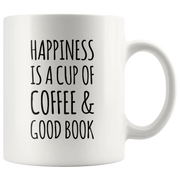 Happiness Is A Cup Of Coffee & Good Book Lover Ceramic Coffee Mug 11oz - Panvola