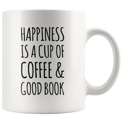 Happiness Is A Cup Of Coffee & Good Book Lover Ceramic Coffee Mug 11oz - Panvola