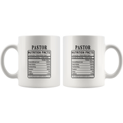 Pastor Nutrition Facts Label Funny Ceramic Coffee Mug 11 oz.