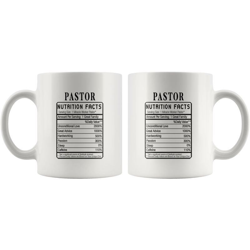 Pastor Nutrition Facts Label Funny Ceramic Coffee Mug 11 oz