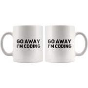 Go Away I'm Coding Ceramic Coffee Mug White 11 oz - Panvola