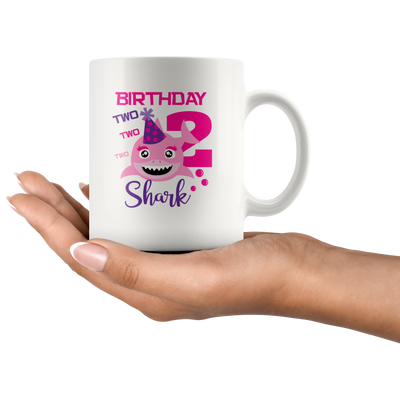 Kids Baby Shark 2nd Birthday Gift Idea Ceramic White Coffee Mug 11 oz