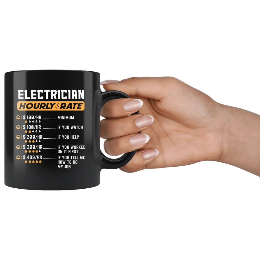 Electrician Hourly Rate Minimum Hilarious Gift Idea Coffee Mug 11 oz, image 3 of 5