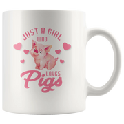Pig Farmer Gift Just a Girl Who Love Pigs Funny Appreciation White Coffee Mug 11 oz - Panvola