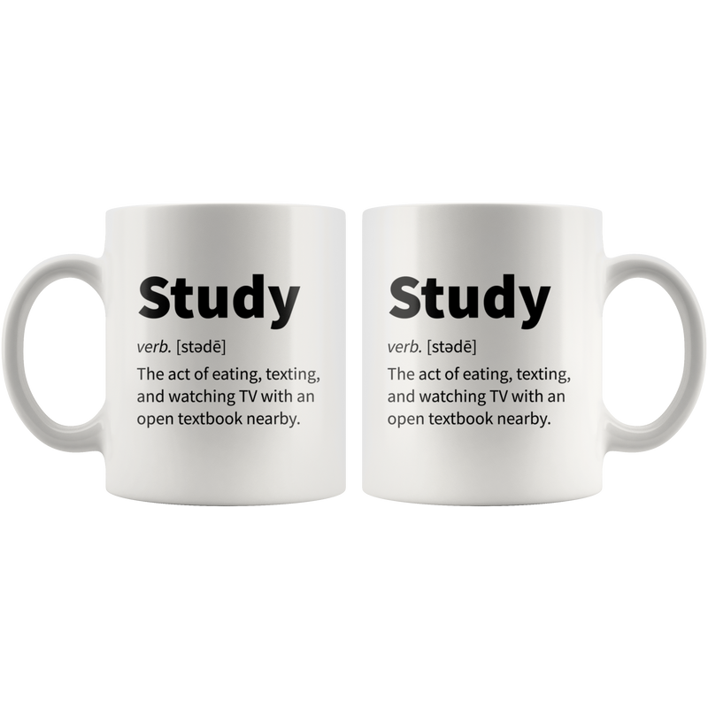 Sarcasm Gifts - Study Eating Texting Watching TV With Open Textbook Mug 11 oz