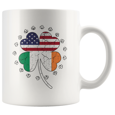 Lucky Shamrock Coffee Mug St Patrick's Day Irish American Flag in Clover Leaf Novelty Gift