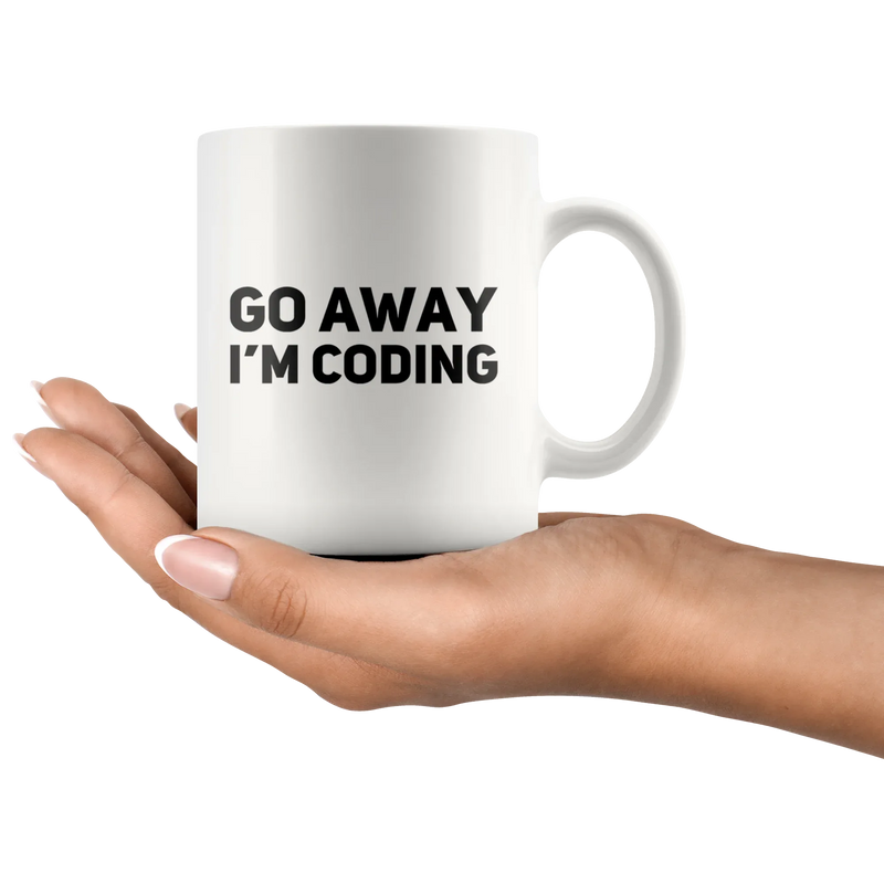 Go Away I'm Coding Ceramic Coffee Mug White 11 oz - Panvola