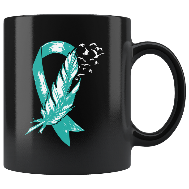 Cervical Cancer Teal Ribbon Awareness Gift Ceramic Coffee Mug 11 oz