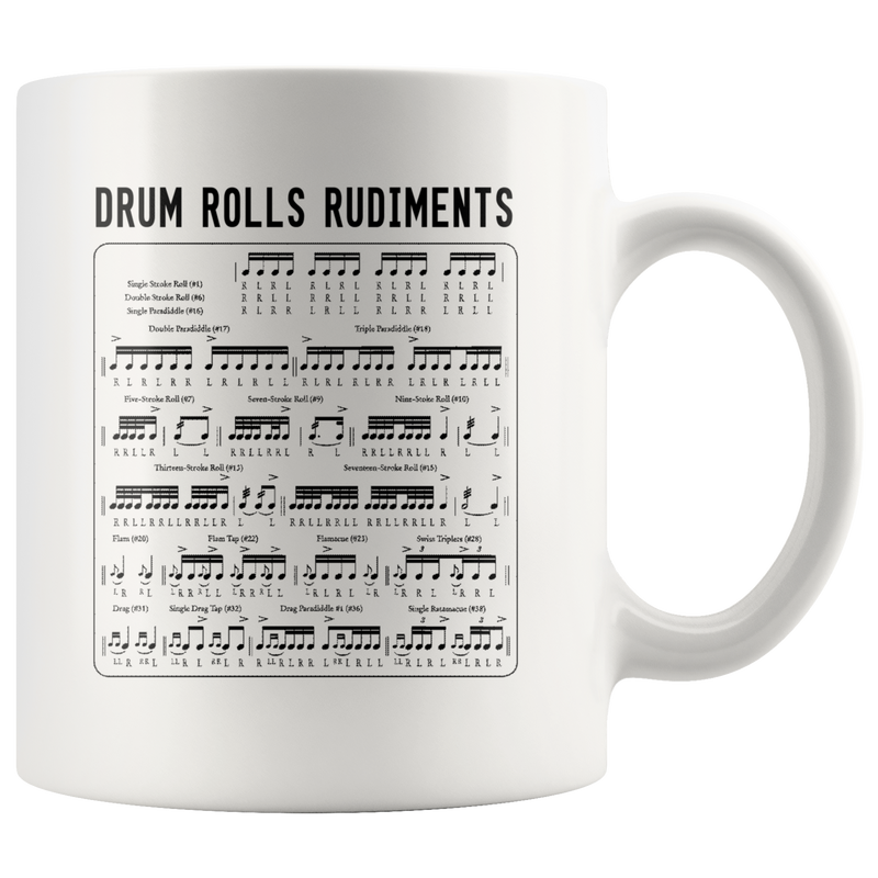 Drum Roll Rudiments Music Gift Idea Ceramic White  Coffee Mug 11 oz