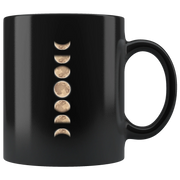 Phases Of The Moon Celestial Gift Idea Black Ceramic Coffee Mug 11 oz - Panvola
