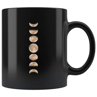 Phases Of The Moon Celestial Gift Idea Black Ceramic Coffee Mug 11 oz