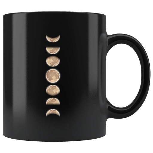 Phases Of The Moon Celestial Gift Idea Black Ceramic Coffee Mug 11 oz - Panvola