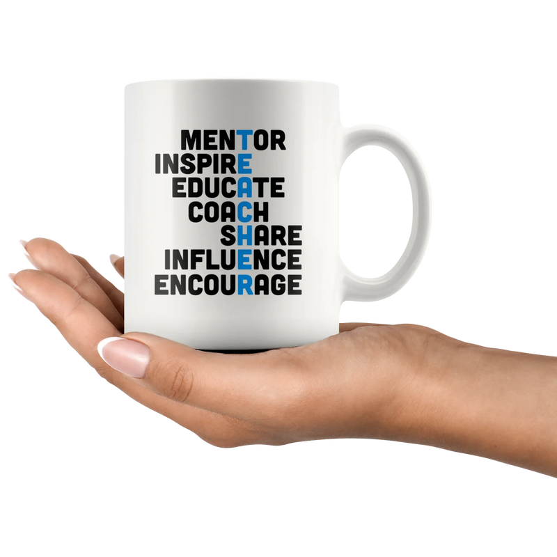 Teacher Gift - Mentor Inspire Educate Teacher Acronym Appreciation Coffee Mug 11 oz - Panvola