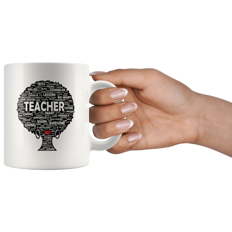 Gift for Teacher Natural Hair Afro for African American Women Mug.