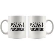 Police Officer Gift - World's Okayest Police Officer Appreciation Coffee Mug 11 oz - Panvola