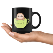 Sloth Gifts - Slofee Sloth Coffee Lover Spirit Animal Appreciation Gifts Black Mug 11 oz - Panvola