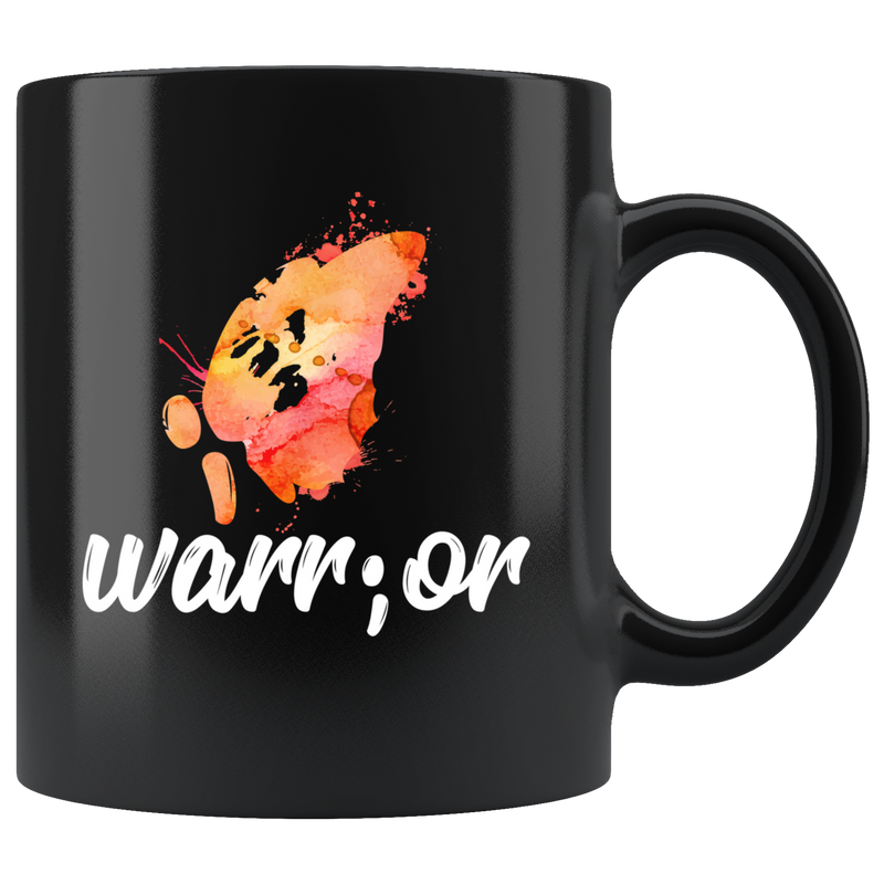 Warrior Butterfly Watercolor Semicolon Suicide Prevention Awareness Ceramic Mug