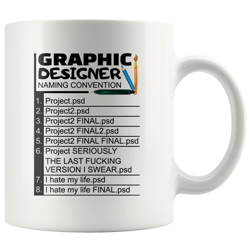 Graphic Designer Naming Convention Project Artist Sarcasm Mug 11 oz.