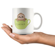 Sloth Gifts - Slofee Sloth Coffee Lover Spirit Animal Appreciation Gifts White Mug 11 oz - Panvola