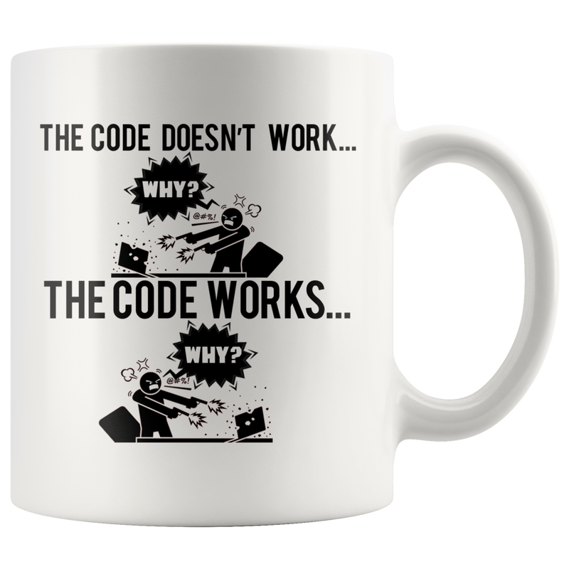 Funny Programmer Coffee Mug - Code Works Why.