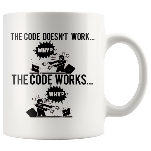 Funny Programmer Coffee Mug - Code Works Why.