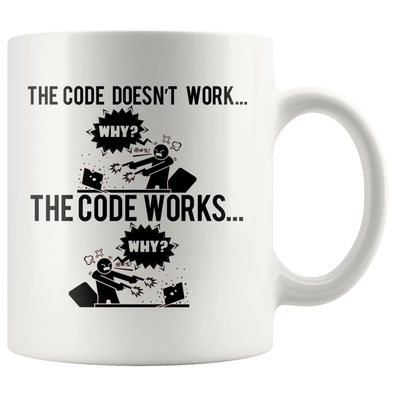Funny Programmer Coffee Mug - Code Works Why