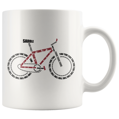Bicycle Anatomy Saddle Seat Post Seat Stay Cyclist Coffee Mug 11 oz