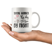 Funny Coffee Mug Social Worker By Day Cat Lover By Night.